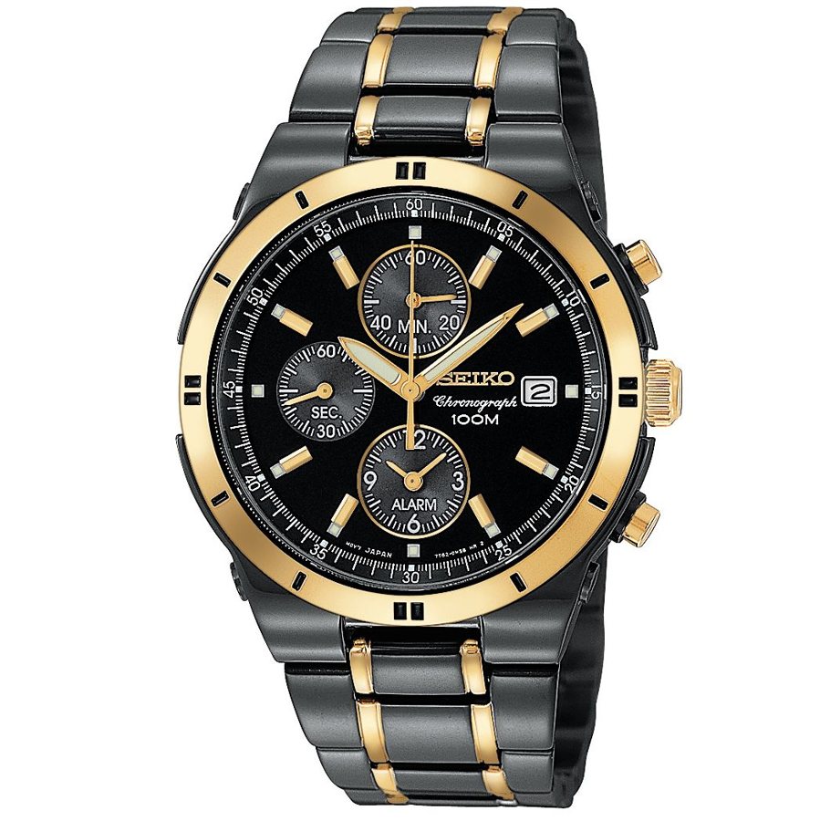 Gold and Black Chronograph Watch
